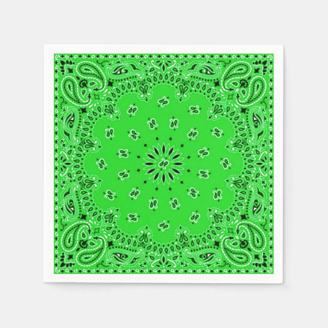 Spring Green Paisley Bandanna Scarf BBQ Picnic Napkin (Front)