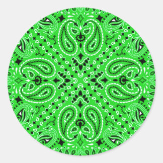 Spring Green Paisley Western Bandanna Scarf Print Classic Round Sticker