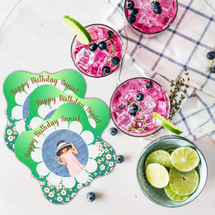 Spring Green Party Photo Frame Paper Coaster