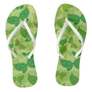 Spring Green Pattern Flip Flops