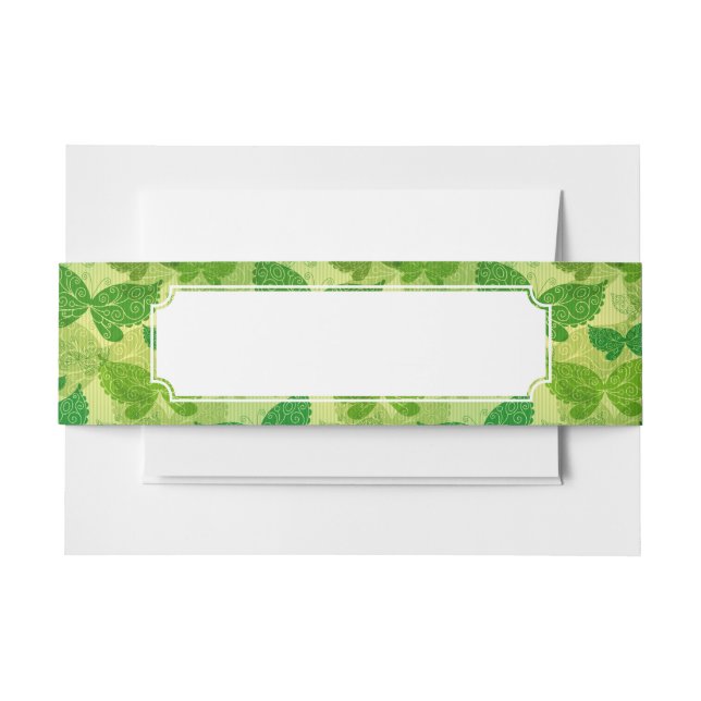 Spring Green Pattern Invitation Belly Band (Front Example)