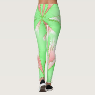 Spring Green Pink White Leggings