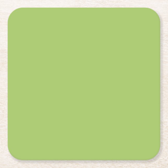 Spring Green, Plain Light Green, Solid Light Green Square Paper Coaster (Front)