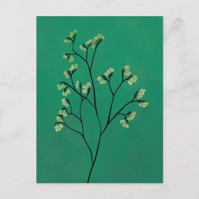 Spring Green Plant Minimalist Botanical Art Postcard (Front)