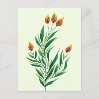 Spring Green Plant With Orange Buds Postcard