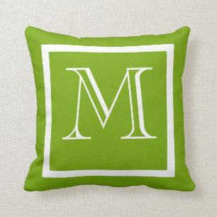 Spring Green Positive Negative Monogrammed Pillow
