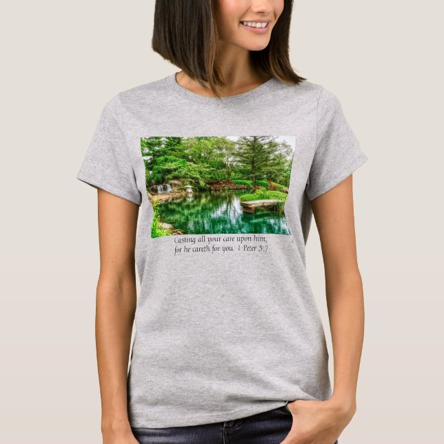 Spring Green Reflections Bible Verse T-Shirt (Front)