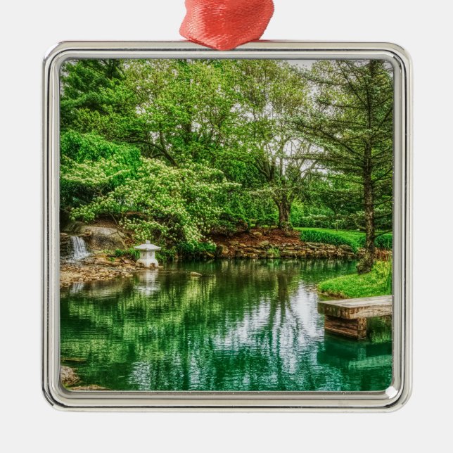 Spring Green Reflections Metal Tree Decoration (Front)