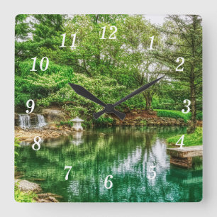 Spring Green Reflections Wall Clock
