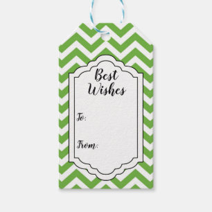 Spring Green & White Chevron Wedding Birthday Gift Tags