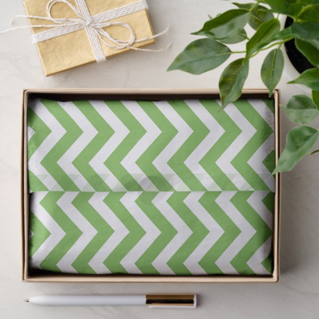 Spring Green & White Chevron Wedding Birthday Tissue Paper (Gift)
