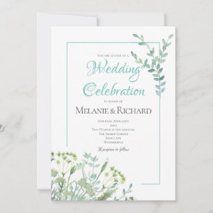 Spring Green Wild Herb Wedding Invitation