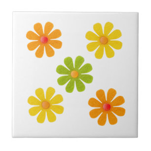 Spring green, yellow, orange flowers for kitchen tile