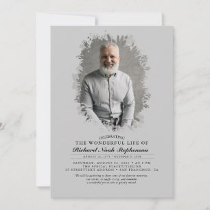 Spring Greenery Foliage Silhouette Funeral Photo Invitation