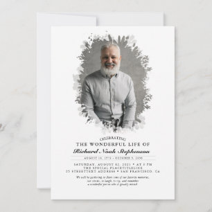 Spring Greenery Foliage Silhouette Funeral Photo Invitation