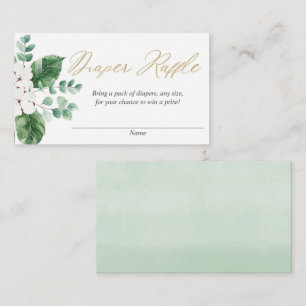 Spring greenery gold white floral diaper raffle enclosure card