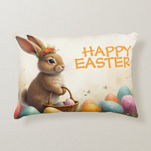 Spring Greetings from the Easter Bunny Decorative Cushion