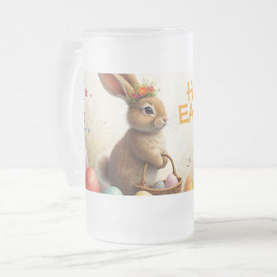 Spring Greetings from the Easter Bunny Frosted Glass Beer Mug