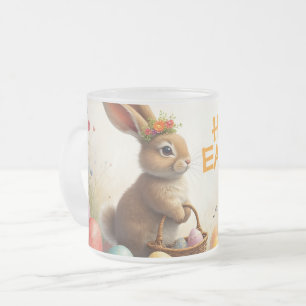 Spring Greetings from the Easter Bunny Frosted Glass Coffee Mug
