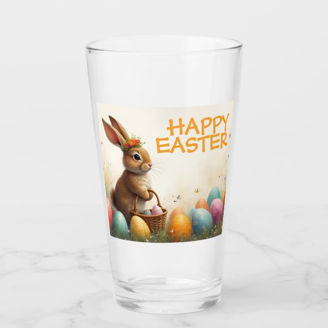 Spring Greetings from the Easter Bunny Glass (Front)