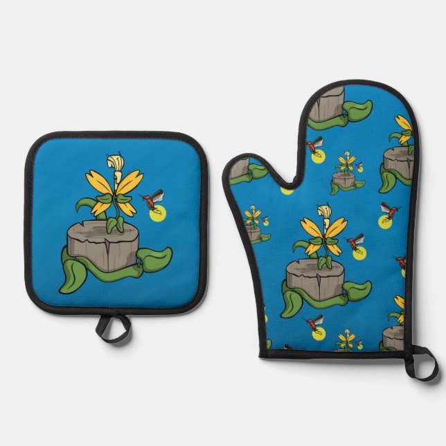 Spring Greets Summer Oven Mitt & Pot Holder Set (Front)