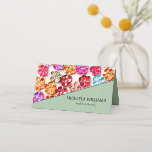 Spring Handmade sewn fabric Flowers Multicolor  Appointment Card