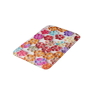 Spring Handmade sewn fabric Flowers Multicolor Bath Mat