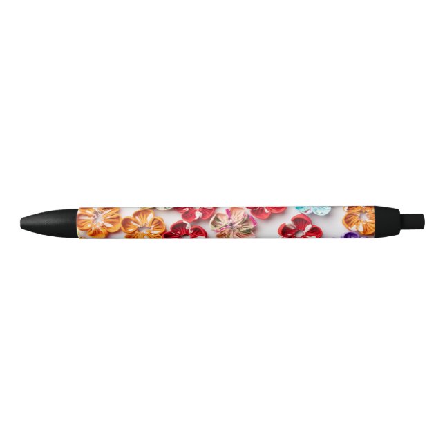 Spring Handmade sewn fabric Flowers Multicolor  Black Ink Pen (Front)