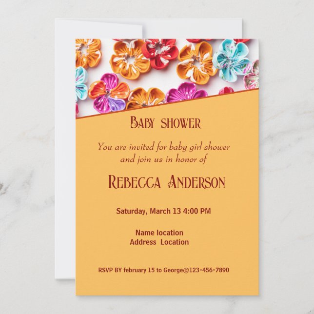 Spring Handmade sewn fabric Flowers Multicolor  Invitation (Front)