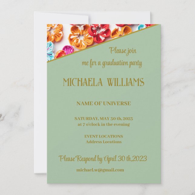 Spring Handmade sewn fabric Flowers Multicolor  Invitation (Front)