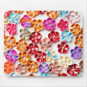 Spring Handmade sewn fabric Flowers Multicolor Mouse Mat