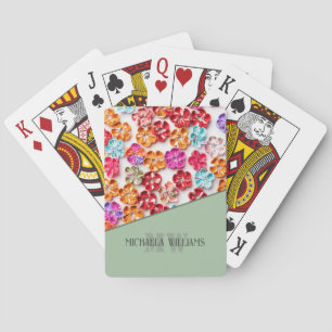 Spring Handmade sewn fabric Flowers Multicolor Playing Cards