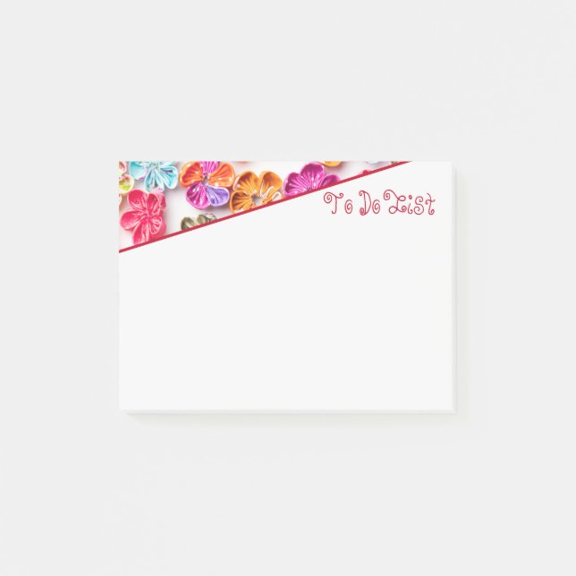 Spring Handmade sewn fabric Flowers Multicolor  Post-it Notes (Front)