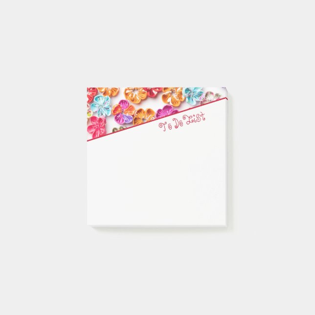 Spring Handmade sewn fabric Flowers Multicolor  Post-it Notes (Front)