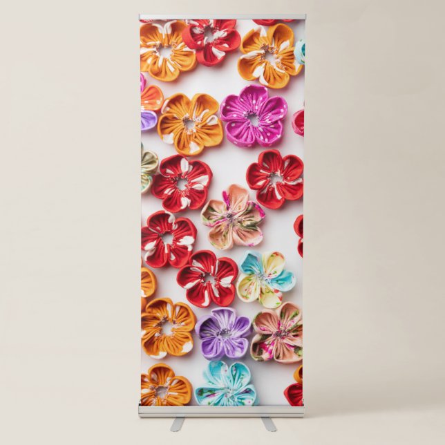 Spring Handmade sewn fabric Flowers Multicolor  Retractable Banner (Front)