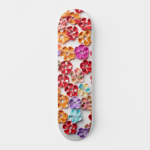 Spring Handmade sewn fabric Flowers Multicolor  Skateboard
