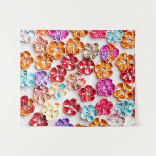 Spring Handmade sewn fabric Flowers Multicolor  Tapestry