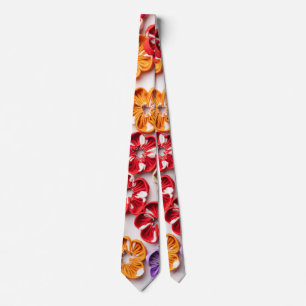 Spring Handmade sewn fabric Flowers Multicolor  Tie