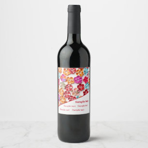 Spring Handmade sewn fabric Flowers Multicolor  Wine Label