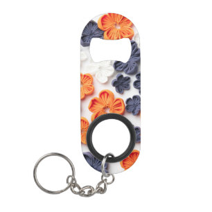Spring handmade sewn fabric flowers orange blue