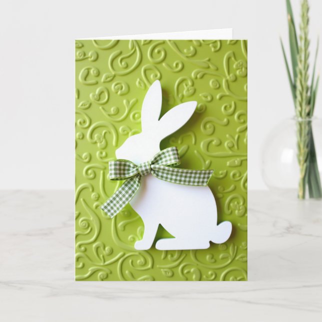 Spring Hare Embossed Green Card (Front)