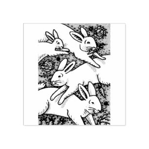 SPRING HARES, BUNNY RUBBER STAMP