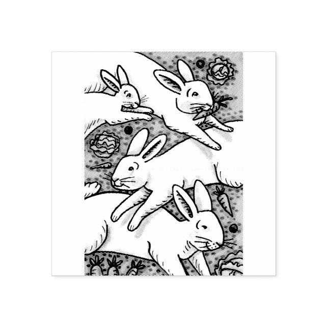 SPRING HARES, BUNNY RUBBER STAMP (Imprint)
