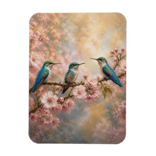 Spring Harmony, Hummingbirds Among Cherry Blossoms Magnet