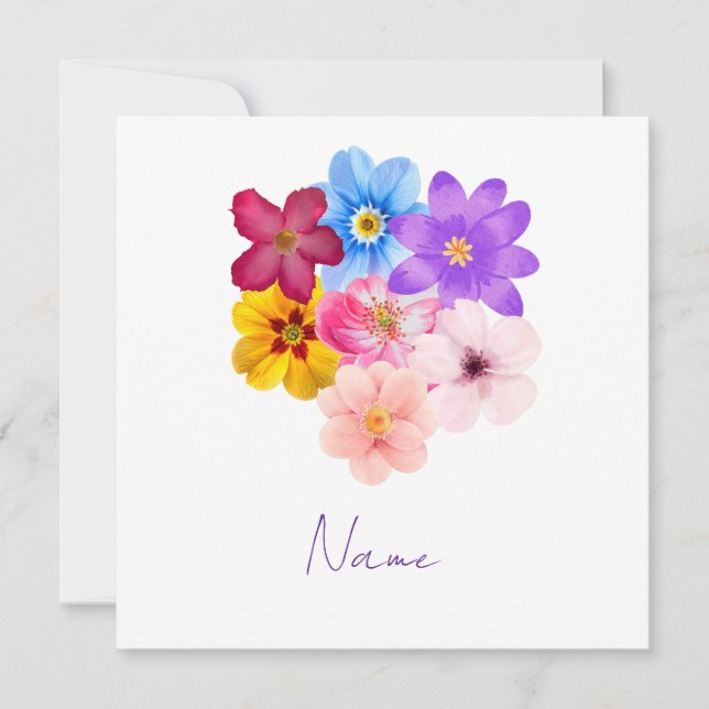Spring Harmony - Mixed Watercolor Flower Bouquet Invitation (Front)