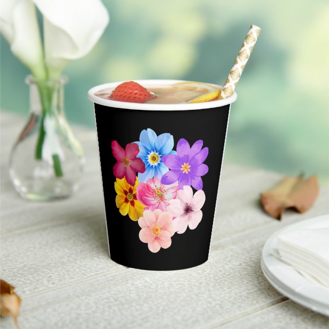 Spring Harmony - Mixed Watercolor Flower Bouquet Paper Cups (Insitu)