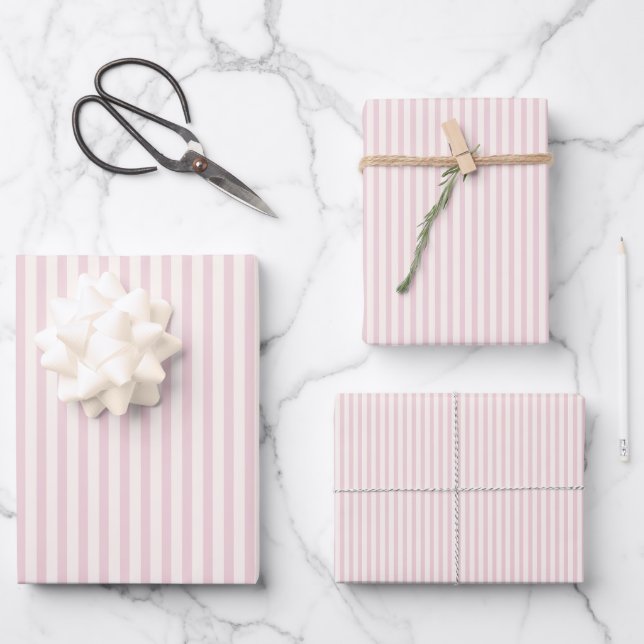 Spring Heritage Stripes | Soft Blush Wrapping Paper Sheet (Front)