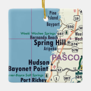 Spring Hill Florida Map Ceramic Ornament