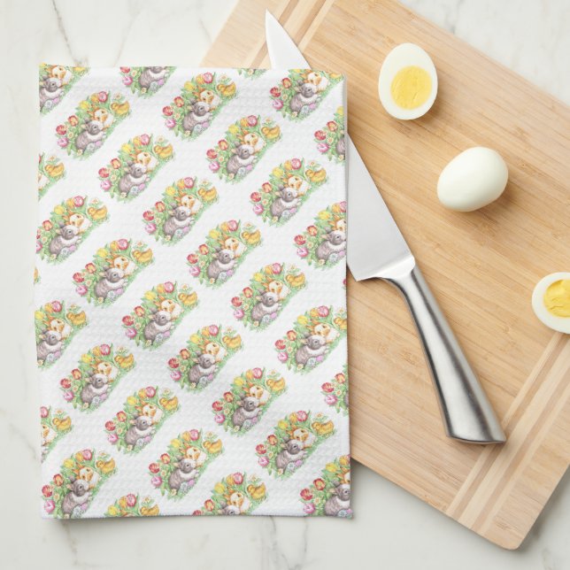 Spring Holiday Easter Bunny Kitchen Towels (Quarter Fold)