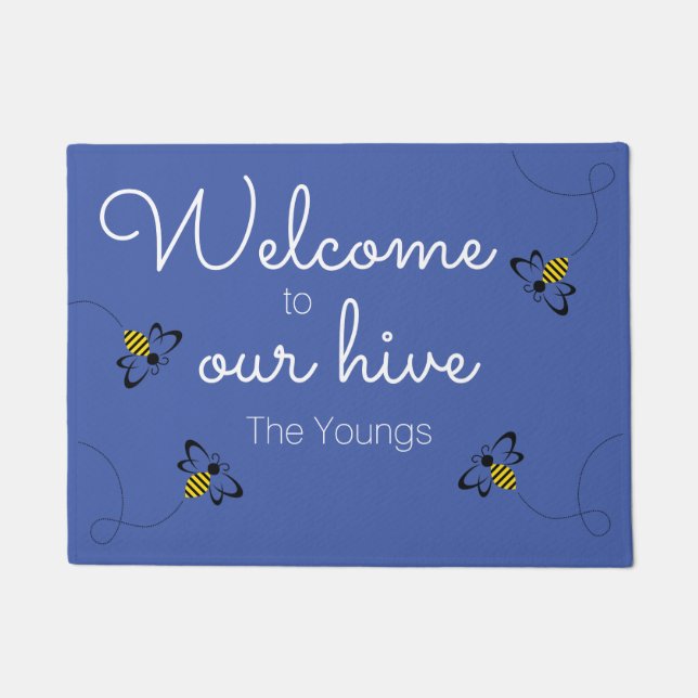 Spring Home Decor with Honey Bees Doormat (Front)